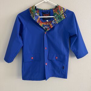 Children’s Lightweight Lined Raincoat Coat Totes Blue Vehicles Size 5